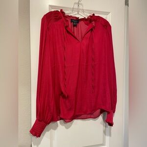 RACHEL Rachel Roy Red Tie Front Blouse with Long Sleeves
